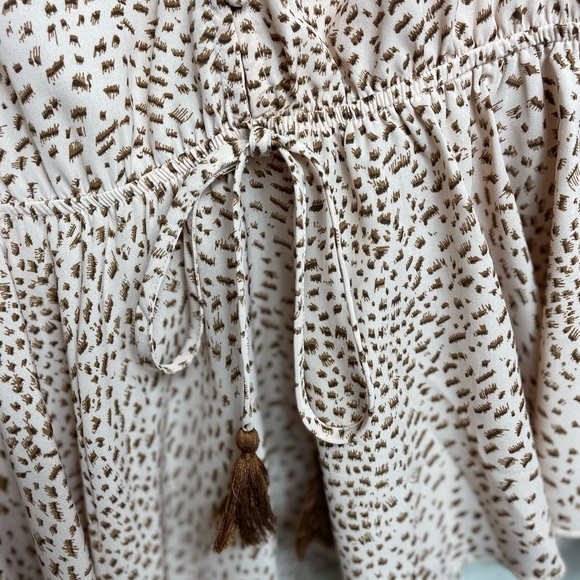 Aakaa Cheetah Print Button Up Drawstring Blouse Sz L - Picture 3 of 6